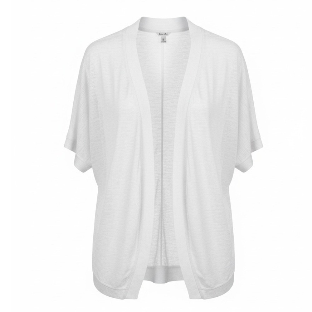 Aeropostale Womens White Short Sleeve Open Front Slub Knit Cardigan Size M Y2K